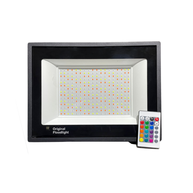 Refletor LED Holofote RGB 100W IP66 com Controle — A&M Materiais